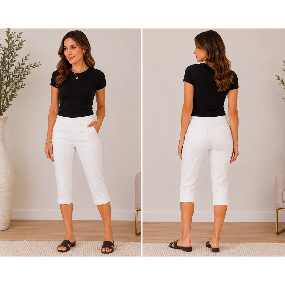 Talbots Chatham White Capri Pants Women’s Size 4P Petite Slim Stretch Career